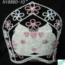 Beautiful cat crown big pageant crown,tall animal tiaras for sale